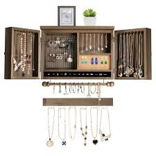 Wood Wall Mounted Jewelry Organizer