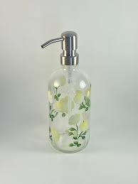 Hand Painted Soap Dispenser With Yellow