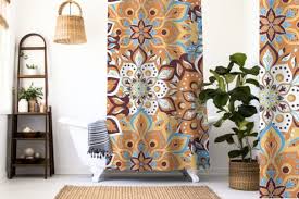 Boho Farmhouse Shower Curtain Mockup