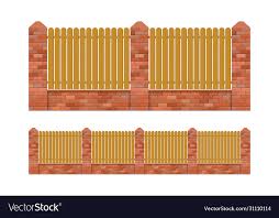 Brick And Wood Fence Isolated Royalty