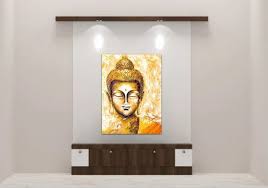 Gautam Buddha Golden Oil Painting