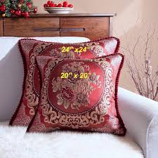 Pair Red 20 X 20 Woven Cushion Covers