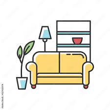 Apartment Interior Rgb Color Icon