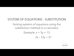 System Of Equations L Substitution L