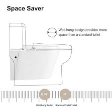 Horow Wall Hung Toilet Bowl Only 0 8 1 28 Gpf Dual Flush Round In White Seat Included
