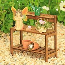 Garden Potting Bench With Tiny Fairy