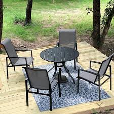 5 Pieces Outdoor Dining Set Patio Furniture 38 In Round Patio Table With 1 Ft 5 In Umbrella Hole