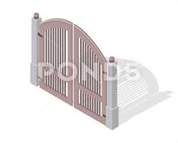 Metal Gate Vector Icon In Isometric