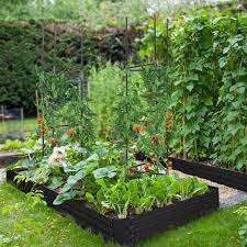 Outsunny 5 9 Ft X 3 Ft X 1 Ft Black Raised Garden Bed With 2 Customizable Trellis Tomato Cages
