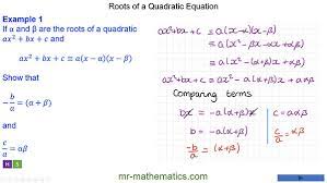 Roots Of A Quadratic Equation Mr