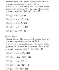 Solved Standard Form The Generalized