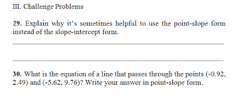 Point Slope Worksheet Pdf And Answer