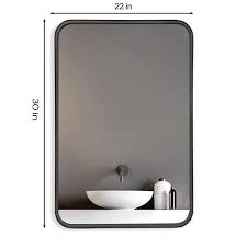 Seafuloy 22 In W X 30 In H Classic Wall Mirror For Bathroom Metal Frame Rectangle Vanity Mirror Black