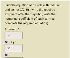Equation Of A Circle With Radius 6