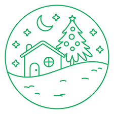 Green Icon With A House And Tree Png