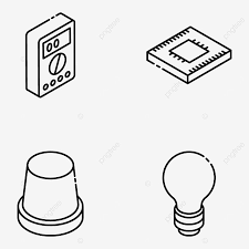 Electric Tools Linear Isometric Icons