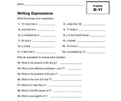 Writing Expressions Printable 5th