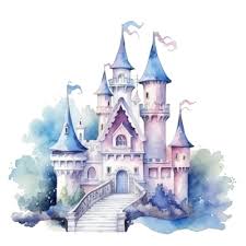 Cute Watercolor Princess Castle