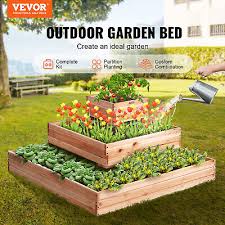 Vevor Raised Garden Bed 3 7 Ft X 3 7 Ft X 1 7 Ft Wooden Planter Box With Open Base Outdoor Planting Boxes Burlywood