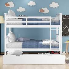 Wood Bunk Bed Frame With Twin Trundle