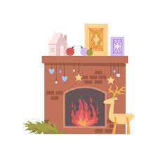 Fireplace Burning Fire Deer