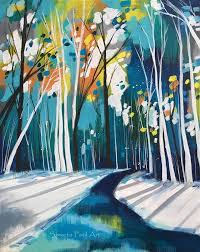 Canvas Print Birch Aspen Trees Blue