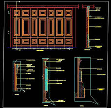 Wooden Wall Paneling Design Dwg Detail