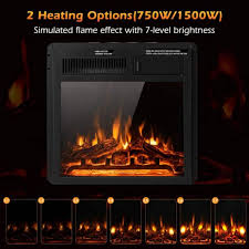 18 In 750 1500 Watt Recessed And Freestanding Electric Fireplace Insert With 7 Level Adjustable Flame Remote Control