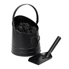 Mind Reader Large Fire Place Ash Bucket Pellet Bucket With Shovel Black