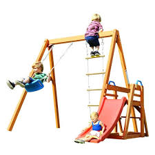 Angel Sar Kids Wooden Swing Set With