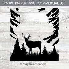 Silhouette Svg Deer In The Forest Svg