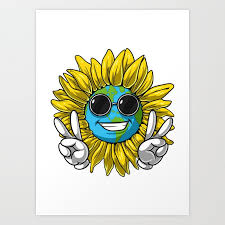 Sunflower Planet Earth Art Print By