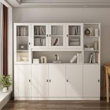 Fufu Gaga 78 7 In W X 12 2 In D X 70 9 In H 18 Shelf Wood Standard Bookcase Bookshelf With Glass Doors Adjustable Shelves White