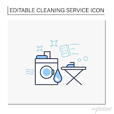 Laundry Services Line Icon Washing
