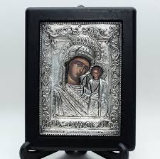 Silver Virgin Mary Icon Sterling Silver