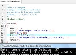 Degree Celsius To F Conversion Program