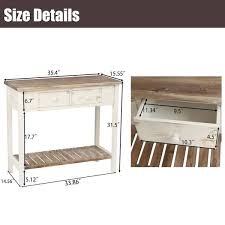 Distressed White And Wood 2 Drawer 1 Shelf Console And Entry Table