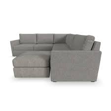 Flex Pebble 5 Seat Sectional With Narrow Arm And Ottoman