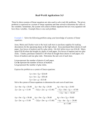 3x3 Systems Of Equations Real World