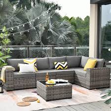 Ovios Marvel Gray 6 Piece Wicker Wide