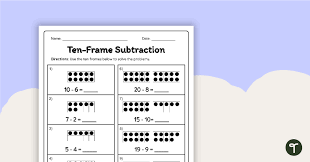 Subtraction With Ten Frames Worksheet