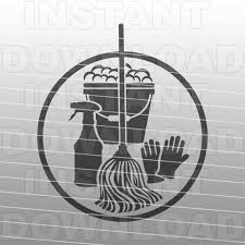 Mop And Bucket House Cleaning Logo
