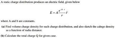 Solved A Static Charge Distribution