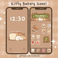 Kitty Bakery App Icon Set Kawaii