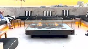 Fireplace Outdoor Patio With Sofa And