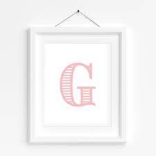 Pink Newsprint Nursery Pink Letter G