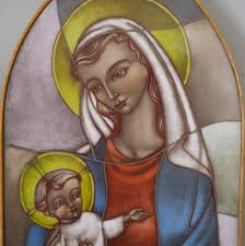 Opaline Glass Icon H37cm Our Lady And
