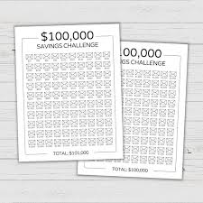 100k Savings Challenge Printable 100
