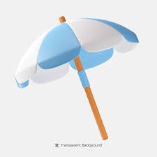 Beach Umbrella With Wooden Pole 3d Icon