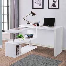 Homcom Rotating L Shape Desk White